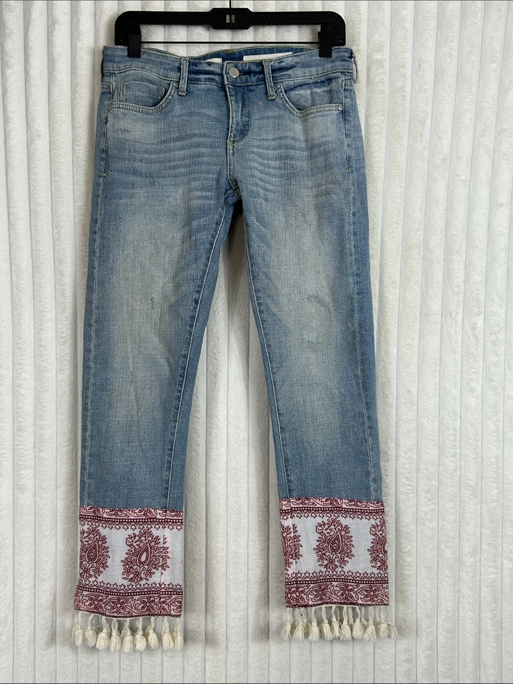 Anthropologie Pilcro and the Letterpress Hyphen patchwork fringe hem jeans 26